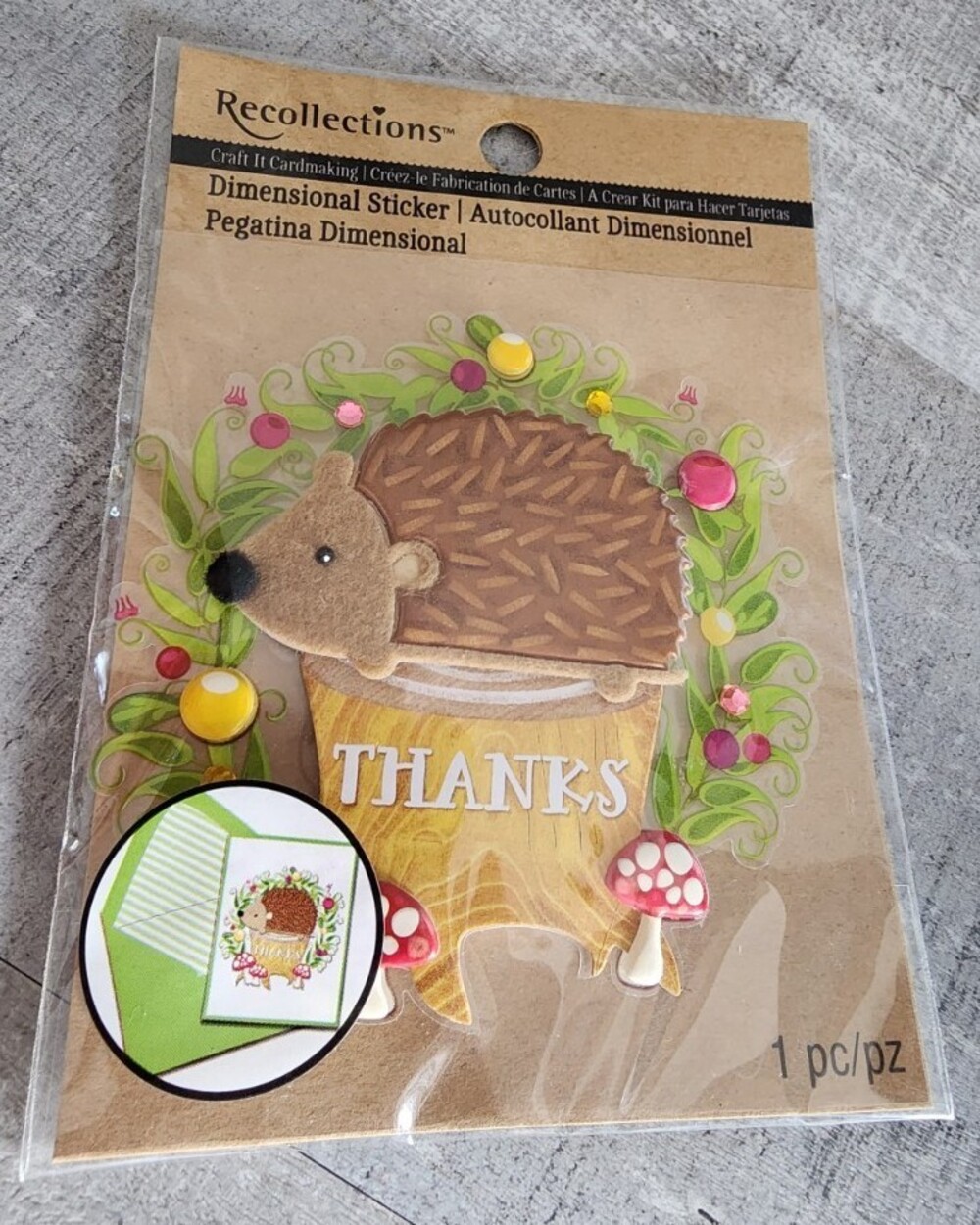 3D Sticker - Recollections Hedge Hog and Mushrooms Stickers (Rare) HTF NEW #32